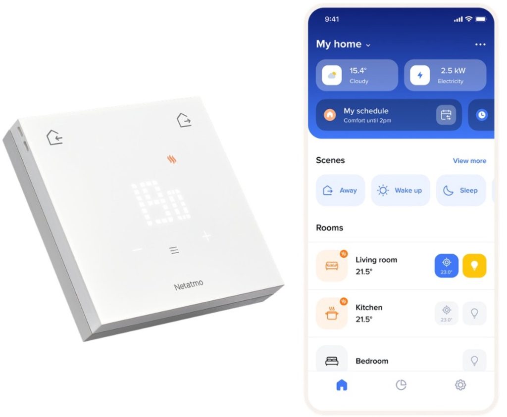 Netatmo Slimme Thermostaat ORIGINAL – Bedrade Smart Thermostaat – App Bediening, Energiebesparing & Verbruiksinzicht – Matter Compatibel – Werkt met Apple Home, Google Home, Alexa – Wit
